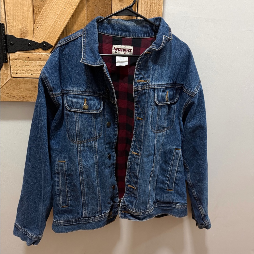 Vintage 90s y2k Wrangler Rugged Wear Buffalo Check Plaid Denim Jean Jacket xl
